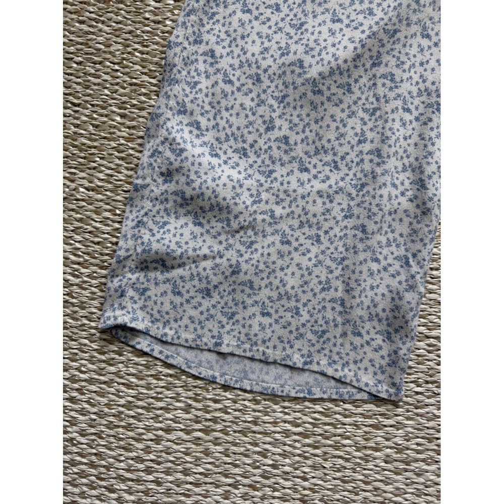 Blue Floral Ditsy Wide Leg Lounge Pants rayon blend dainty Beachy coastal pant L - Picture 4 of 8